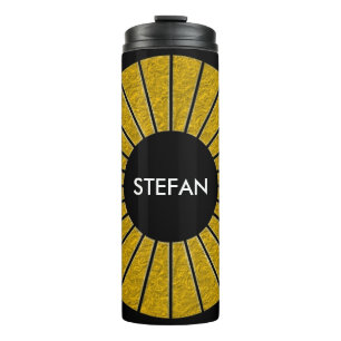 Round Rays Frame gold + your backgr. & ideas Thermal Tumbler