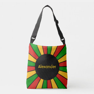Round Rays Frame Rastafari + your backgr. & ideas Crossbody Bag