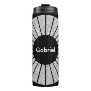 Round Rays Frame SILVER + your backgr. & ideas Thermal Tumbler