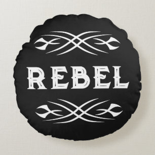Round rebel tattoo art throw pillow design