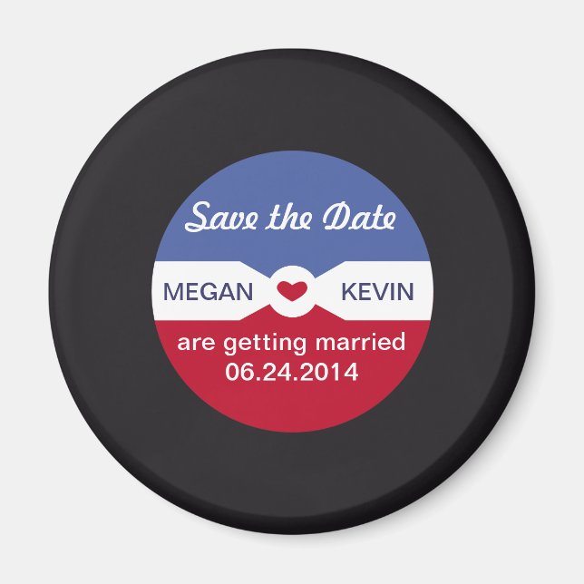 Round Record  Save the Date Magnet - music theme (Front)