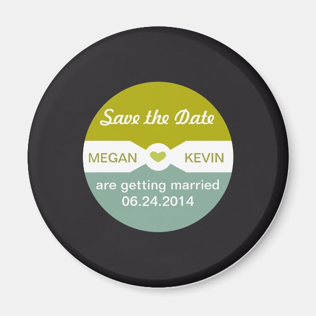 Round Record  Save the Date Magnet - music themed (Front)