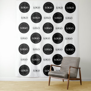 Round & Rectangle Logo Step and Repeat Photo Booth Tapestry