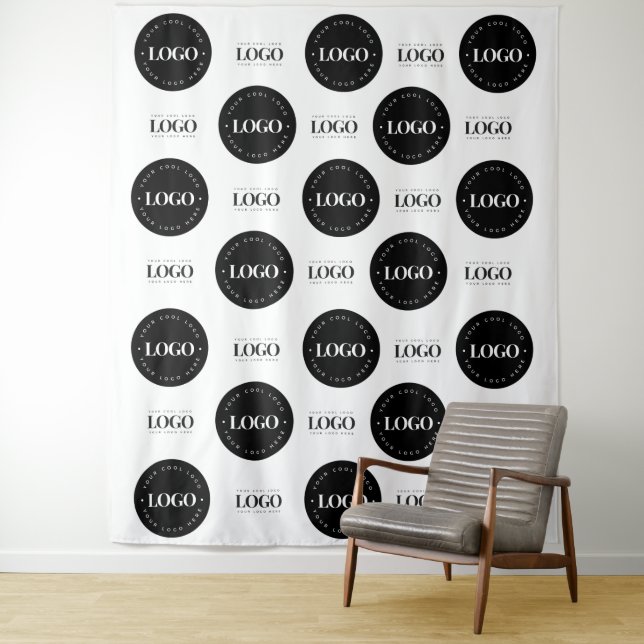 Round & Rectangle Logo Step and Repeat Photo Booth Tapestry (In Situ)