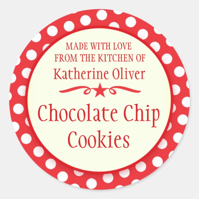 Round red cookie exchange baking gift stickers (Front)