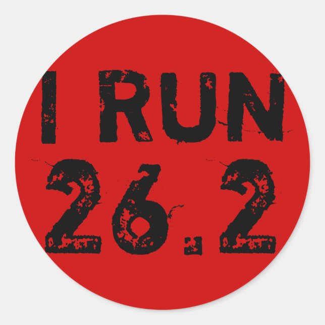 Round Red I Run 26.2 Sticker (Front)