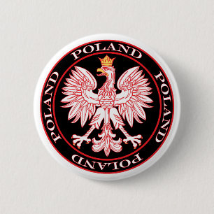 Round Red Polish Eagle 6 Cm Round Badge