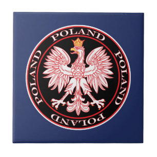 Round Red Polish Eagle Ceramic Tile