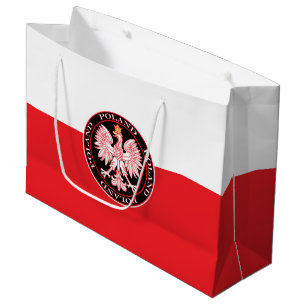 Round Red Polish Eagle Large Gift Bag