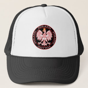 Round Red Polish Eagle Trucker Hat