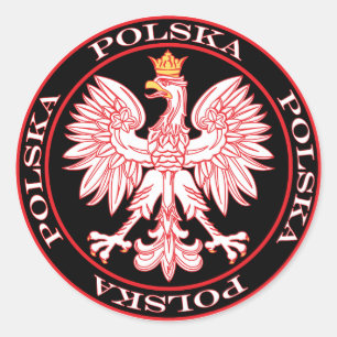 Round Red Polska Eagle Classic Round Sticker