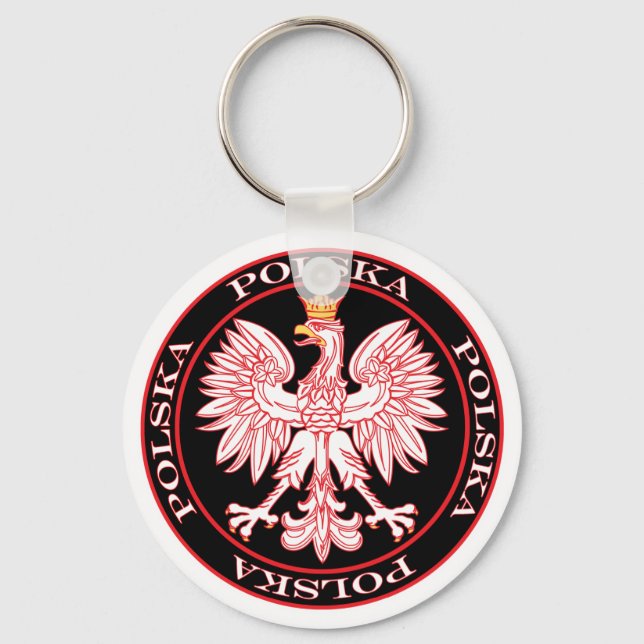 Round Red Polska Eagle Key Ring (Front)