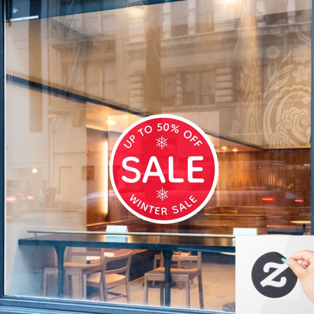 Round Red Simple Modern Window Display Store Sale (Cafe Window)