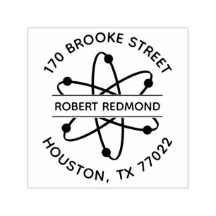 Round Return Address Atom Stamp Self Inking
