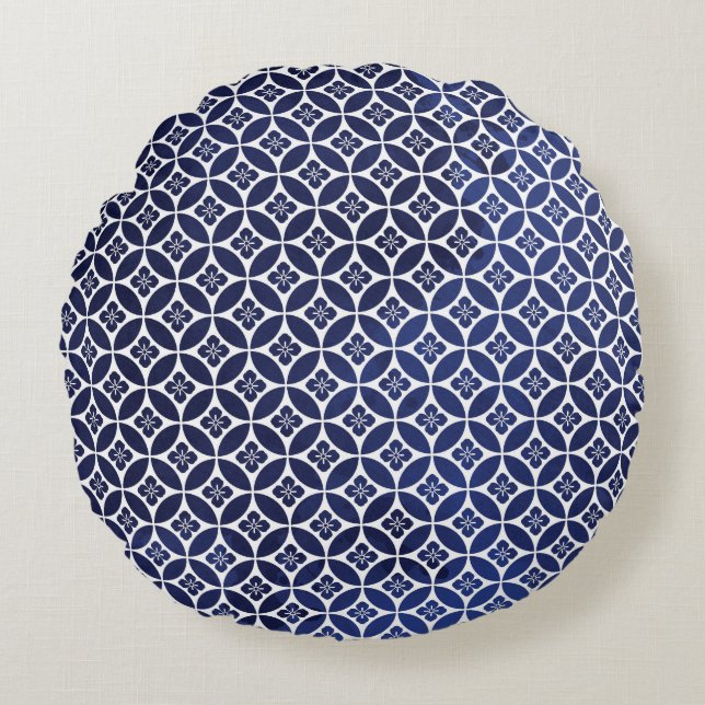 Round Reversible Japanese Pattern Pillow (Front)