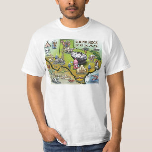 Round Rock Texas Cartoon Map T-Shirt