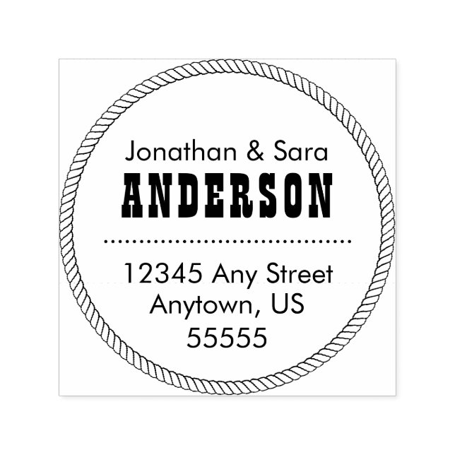 Round Rope Frame Return Address Self-inking Stamp (Design)