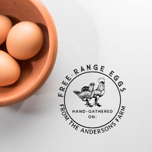 Round Rustic Chicken Farm Egg Carton Custom Self-inking Stamp