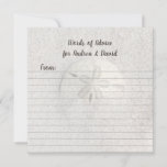 Round Sand Dollar Blank Advice Wedding Cards<br><div class="desc">Words of advice card for the newlyweds.  Blank sand dollar round or square cards with custom wording at the top.  Lines are provided for guests to leave fun words of advice for the couple.  Choose round or square cards - will come with white envelopes.</div>