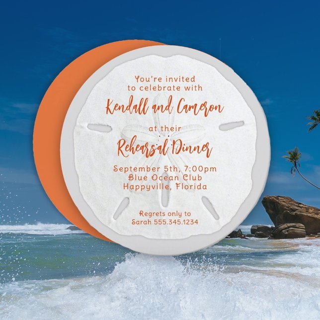 Round Sand Dollar Rehearsal Dinner Invitations (Creator Uploaded)