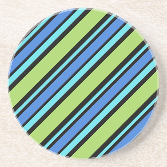 Round Sandstone Coaster: Deckchair Stripe Pattern Coaster (Front)