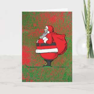 Round Santa on Skis - Christmas Card