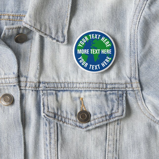 Round save planet earth custom pinback buttons (In Situ)