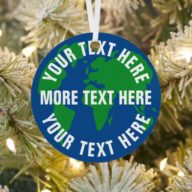 Round save planet earth world map custom metal tree decoration (Insitu)