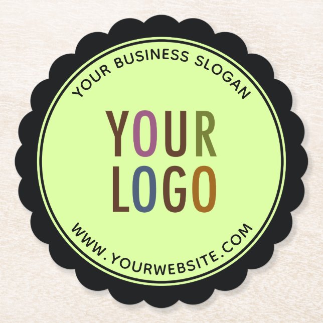 Round Scalloped Edge Paper Coasters Company Logo (Front)