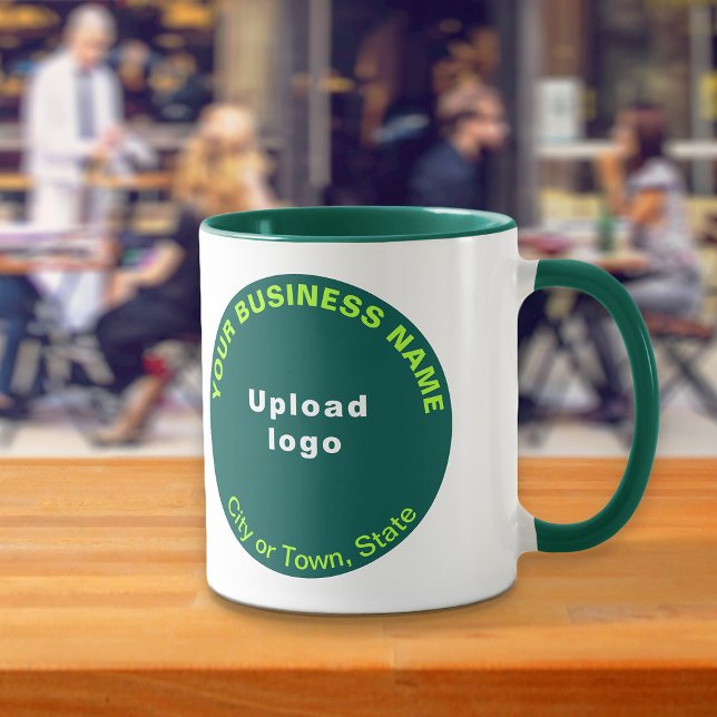 Round Shape Business Brand on Hunter Green Combo Mug (Build brand name awareness. Hunter green combo mug with round shape business brand.)