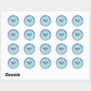 Round Shape Business Brand on Light Blue Sticker