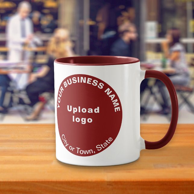 Round Shape Business Brand on Maroon Combo Mug (Build brand name awareness. Maroon combo mug with round shape business brand.)