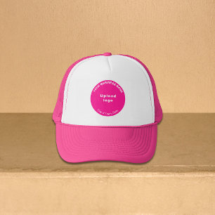 Round Shape Business Brand on Pink and White Trucker Hat