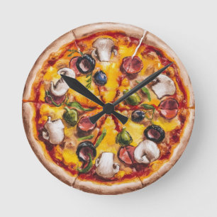 Round Shape Pizza Round Clock