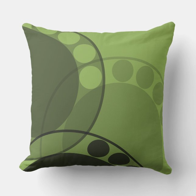 Round Shapes Botanical Abstract Fern Frond Green Cushion (Front)