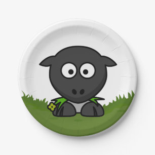 Round Sheep Paper Plate