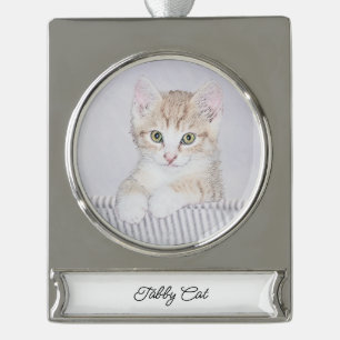 round-small silver plated banner ornament