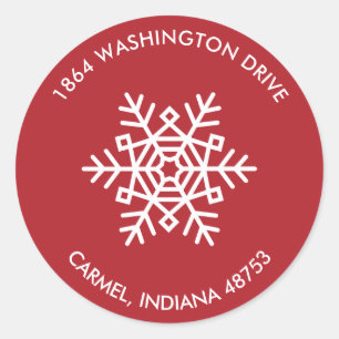 Round Snowflake Return Address Labels