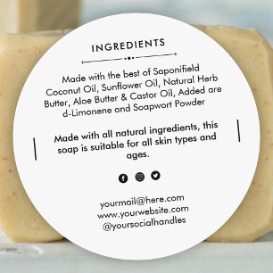Round Soap Bar Ingredients Product Label Sticker