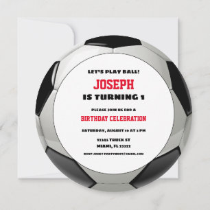 Round Soccer Ball Birthday Invitation