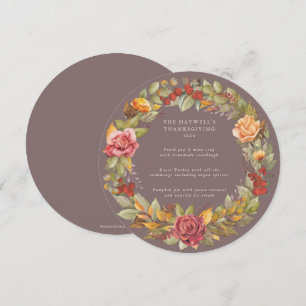 Round/Square Autumnal Wreath Thanksgiving Dinner Menu