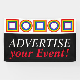 Round & Square Stripes Frame Rainbow Flag Colours Banner