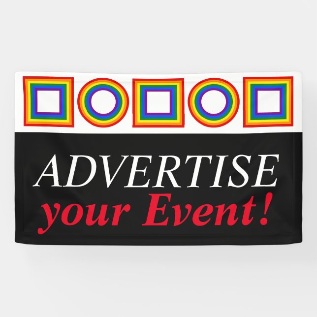 Round & Square Stripes Frame Rainbow Flag Colours Banner (Horizontal)