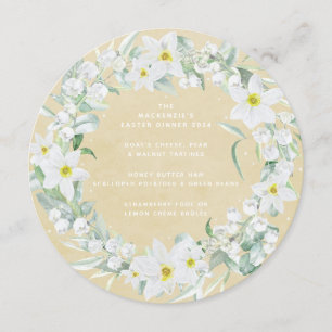 Round/Square White Spring Flowers Easter Wreath Menu