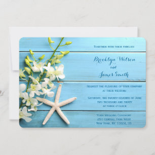 Round Starfish Beach Wedding Invitations Orchid