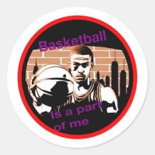 Round sticker Basketball is a part of a