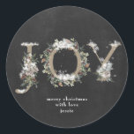 Round Sticker Christmas JOY Chalk Holiday Florals<br><div class="desc">This is a beautiful watercolor painted holiday round sticker for christmas gifting and decoration. JOY is written  in kraft flowers and Painted in beautiful soft colours on chalkboard background. Festive and beautiful! holidayz18</div>