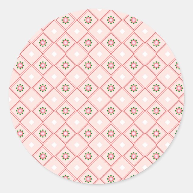 Round sticker design featuring pink and white  (Front)