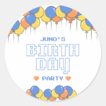 Round Sticker for Birthday Party | Retro
