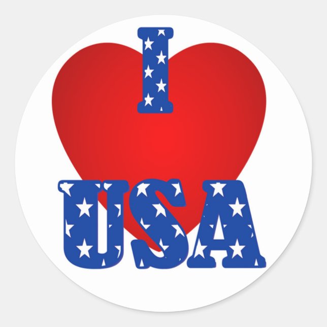 Round Sticker/I Heart USA Classic Round Sticker (Front)